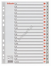 Przekładki do segregatora A4 A-Z 20 kart PP Esselte plastikowe szare