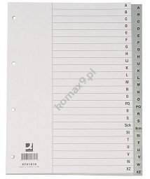Przekładki do segregatora A4 20 kart indeksy A-Z PP plastikowe szare Q-Connect