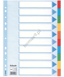 Przekładki do segregatora A4 10 kart kartonowych kolorowych z kartą opisową Esselte