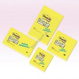 Karteczki samoprzylepne 76x127mm 3M Post-it 655-S Super Sticky  żółty, 90 kartek