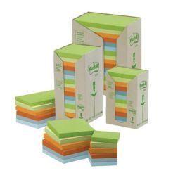 Karteczki samoprzylepne 38x51mm 3M Post-it 653-1RPT, pastelowe 24x100 kartek, ekologiczne z surowców wtórnych 