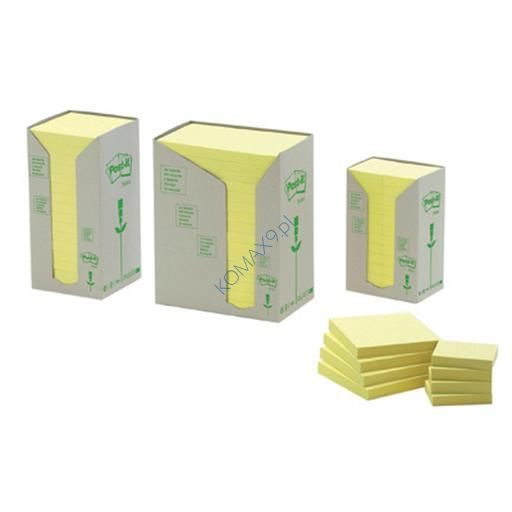 Karteczki samoprzylepne 76x127mm 3M Post-it 655-1T, żółte 16x100 kartek, ekologiczne z surowców wtórnych 