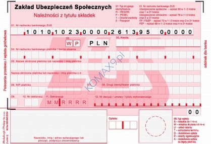 Druk5 ZUS 2-odcinkowy polecenie przelewu-wpłata gotówkowa A6 450- MiP