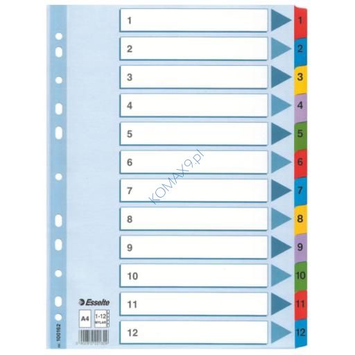 Przekładki do segregatora A4 index 1-12 12 kart Esselte Mylar maxi