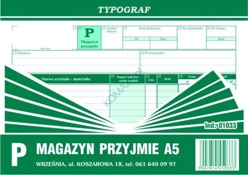 Druk PZ magazyn przyjmie A5 T01033