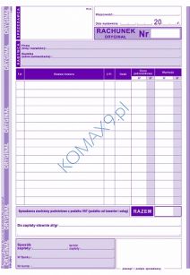 Druk Rachunek dla zwolnionych z VAT A5 (pion) 233-3 MiP