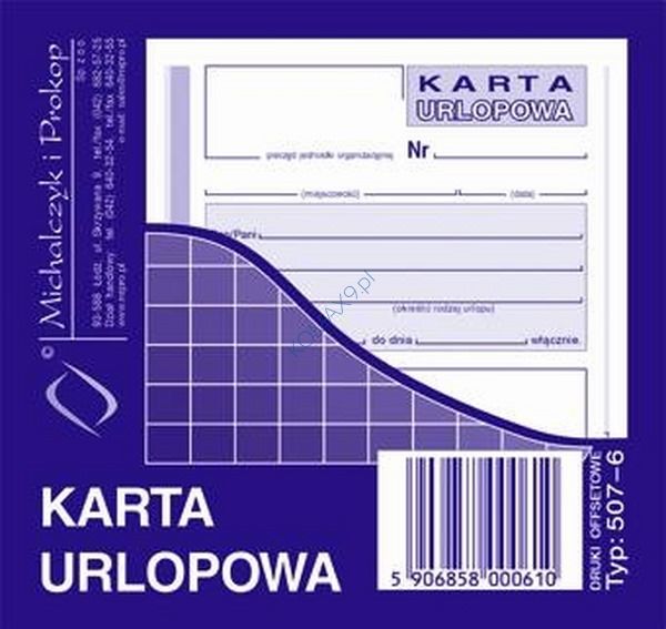 Druk Karta Urlopowa 2/3 A6 507-6 MiP