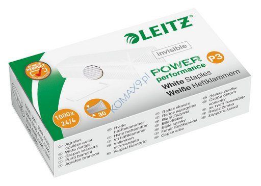 Zszywki Leitz 24/6 P3 białe niewidoczne na papierze
