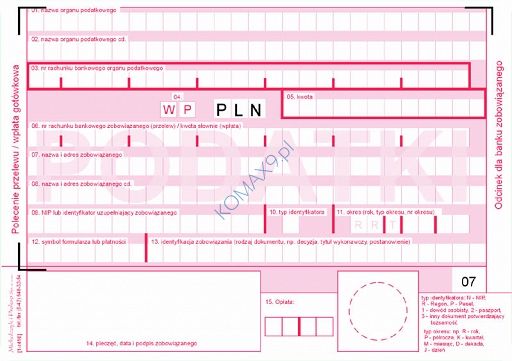Druk Polecenie przelewu A6 ZUS 4-odcinkowy 454-5 MiP